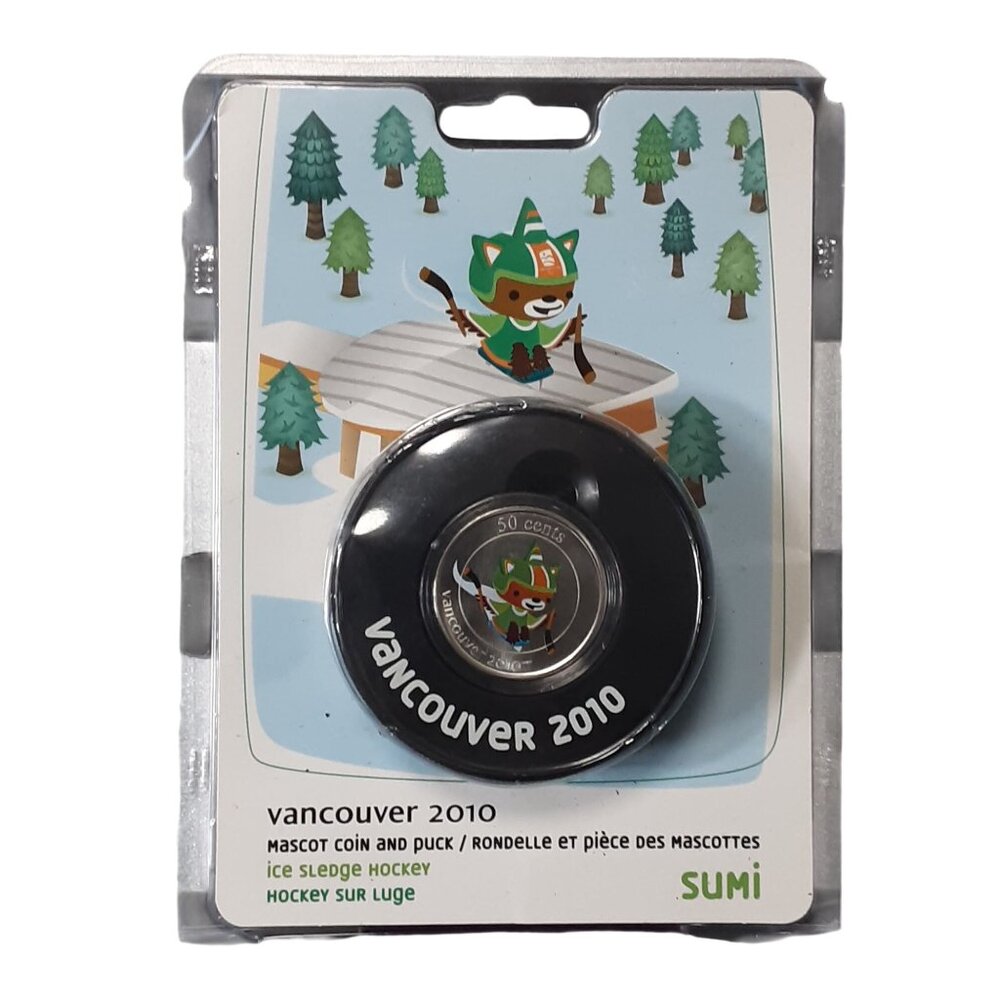 Vancouver 2010 Sumi Mascot Coin & Puck Collectible Set 50-Cent Ice Sledge Hockey